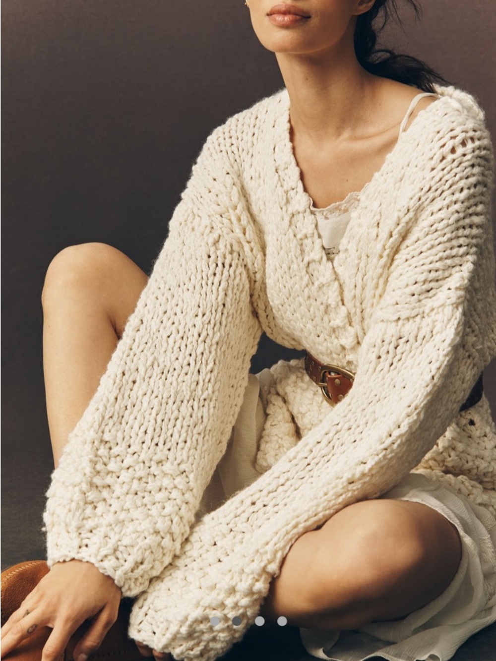 Anthropologie Hand Knit Chunky Cardigan Sweater